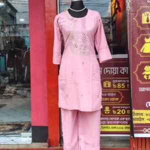 প্রিমিয়াম সুতি এমব্রয়ডারি টু-পিস কো-অর্ড সেট
